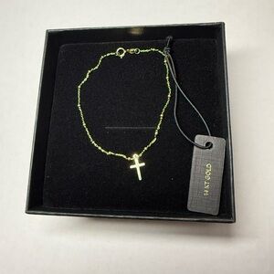 14K Solid Gold Cross Bracelet - Delicate Women's Jewelry